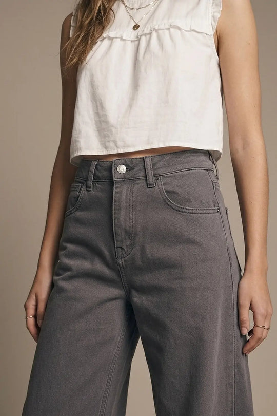 Trendy Gray Barrel Balloon Jeans with Pockets - Colored Jeans