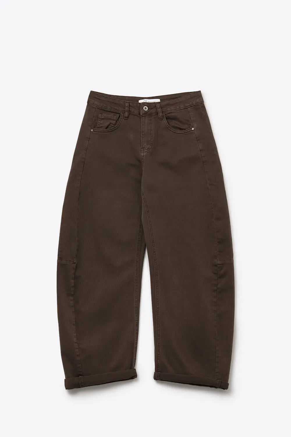 Relaxed Fit Straight Barrel Leg Pants in choco color - Pants