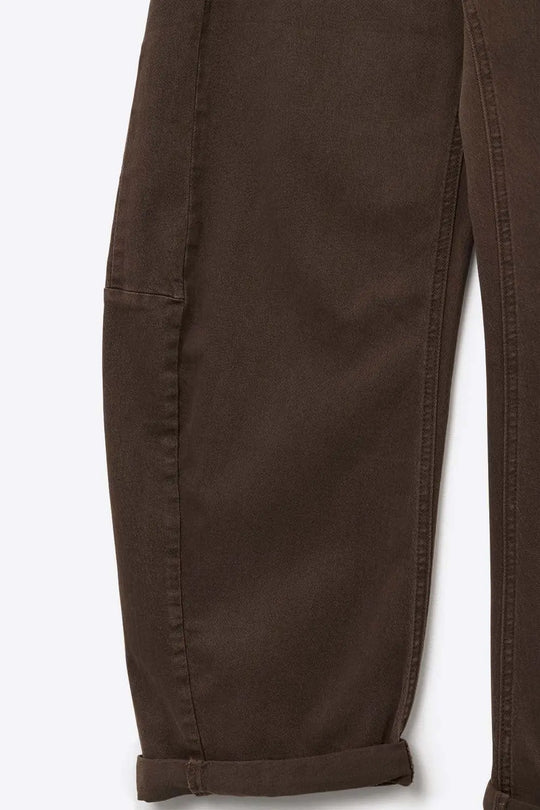 Relaxed Fit Straight Barrel Leg Pants in choco color - Pants