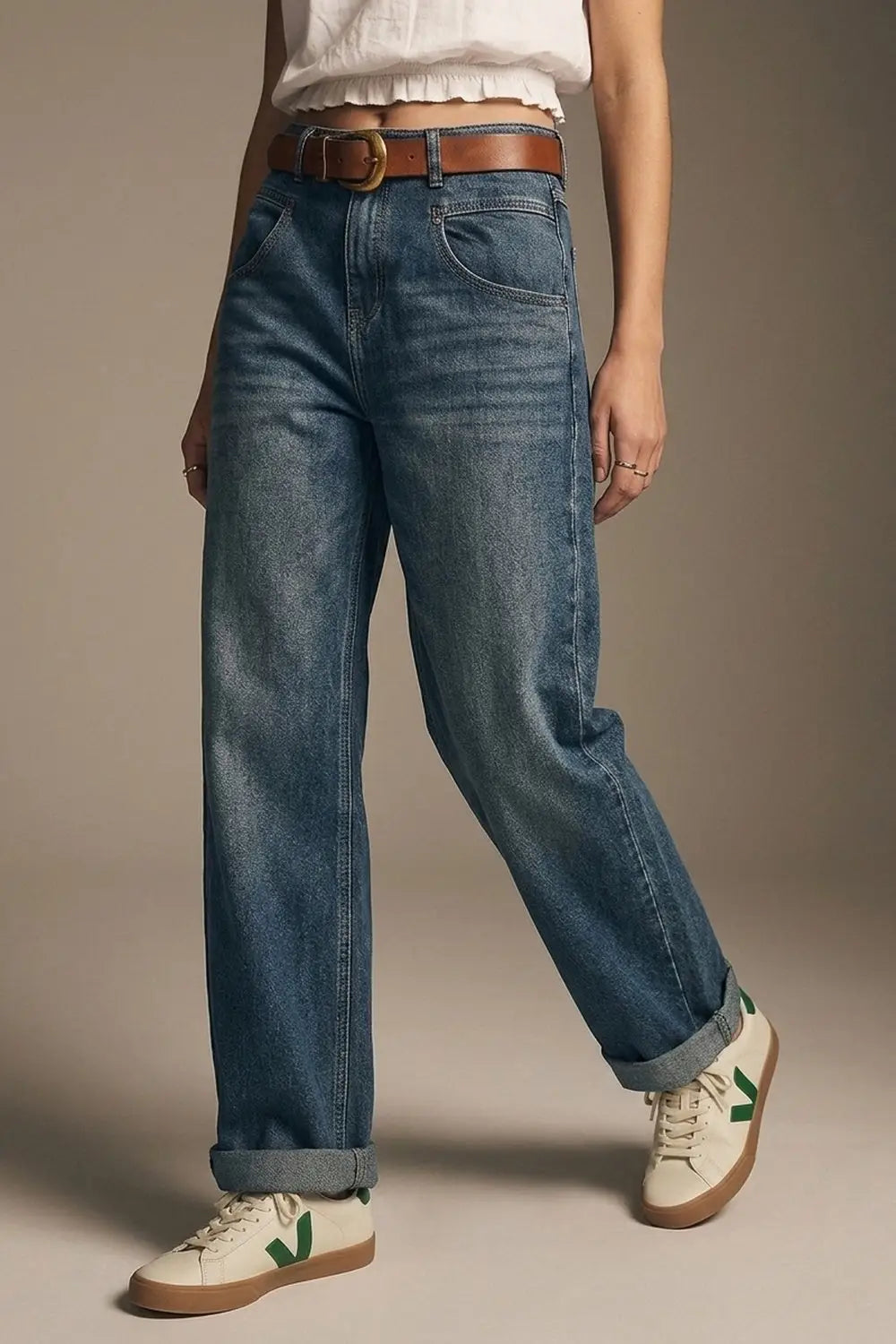 Relaxed WideLeg Vintage Wash Jeans