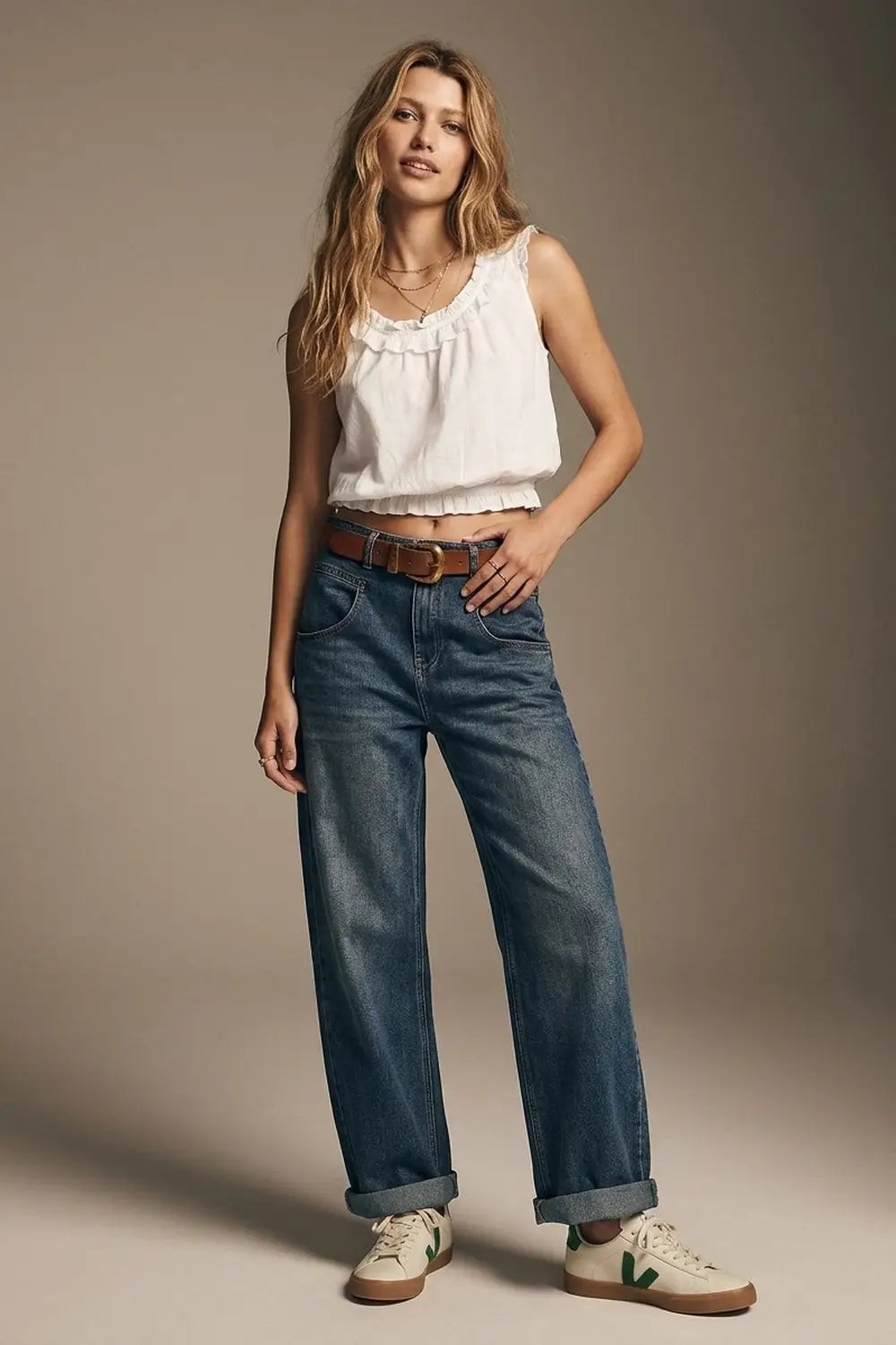 Relaxed WideLeg Vintage Wash Jeans