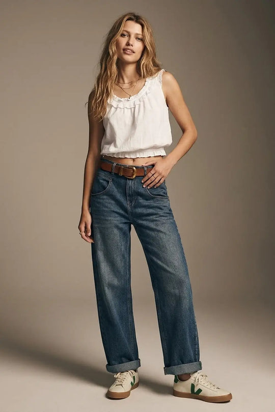 Relaxed WideLeg Vintage Wash Jeans