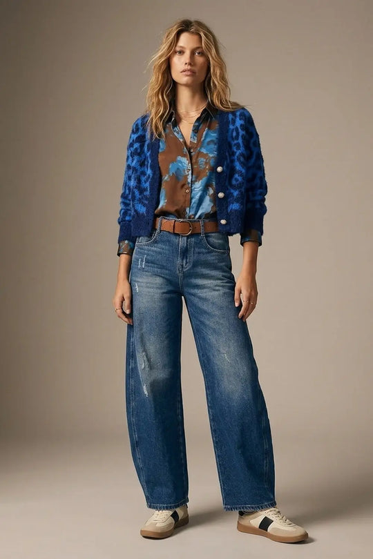 jeans with two side seams and balloon effect