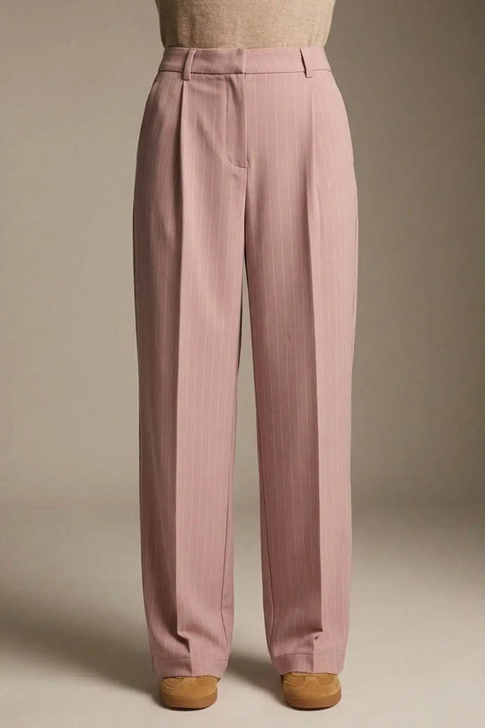 stripe Lightweight Woven Pleated Wide Leg Pants in pink