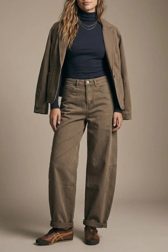 Fango Wide-Leg Pants in Barrel Style with side seam - Colored Jeans