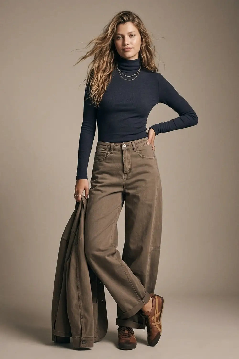 Fango Wide-Leg Pants in Barrel Style with side seam - Colored Jeans
