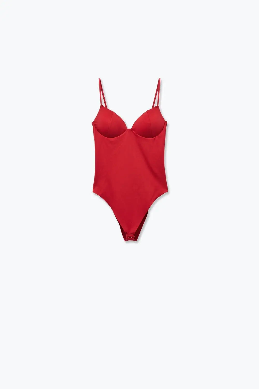 Red Stretch Jersey Underwire Cup Spaghetti Strap Bodysuit