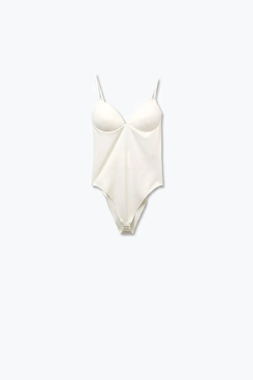 white Stretch Jersey Padded Cup Spaghetti Strap Bodysuit