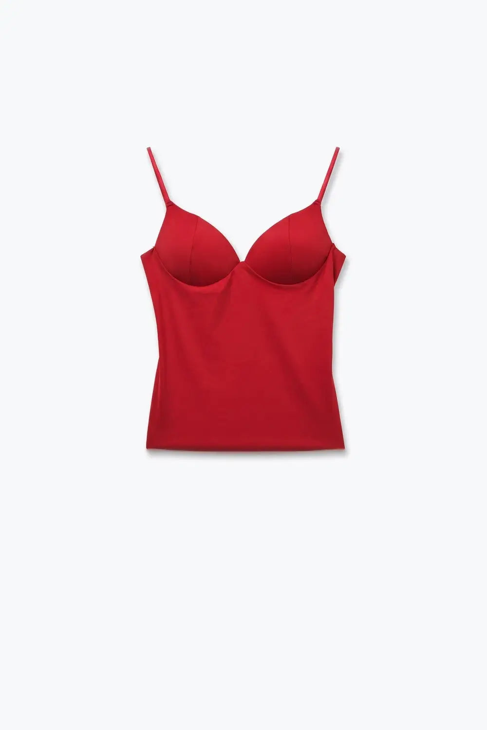 Red Smooth stretch Underwire Cup Fixed Strap Top