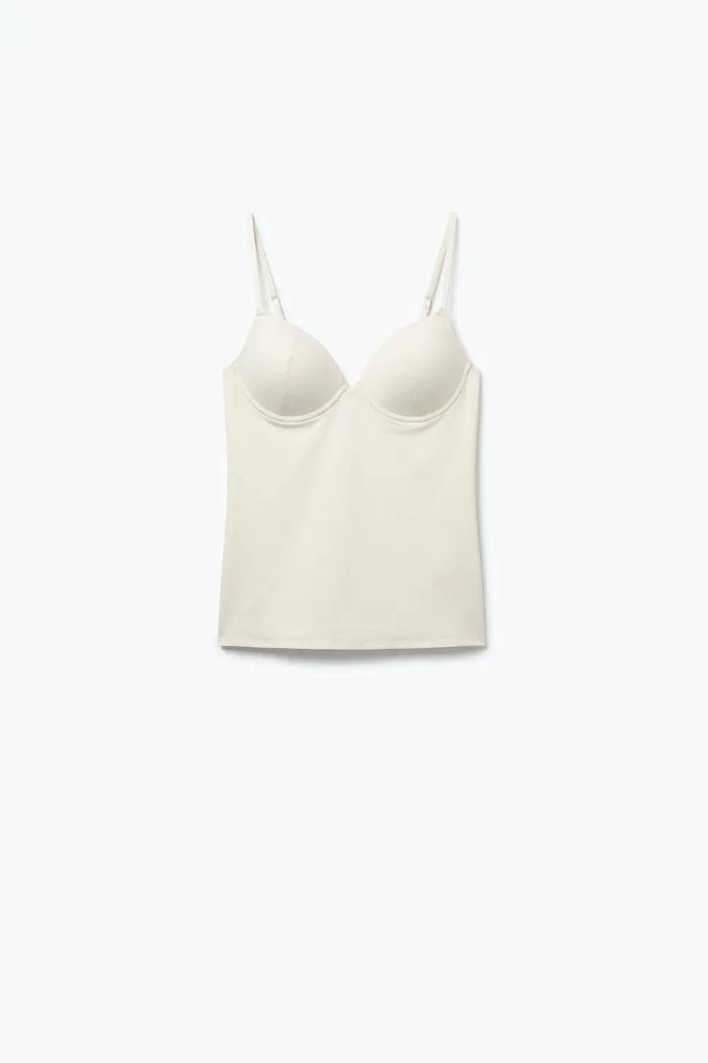 White Stretch fabric Underwire Cup Fixed Strap Top