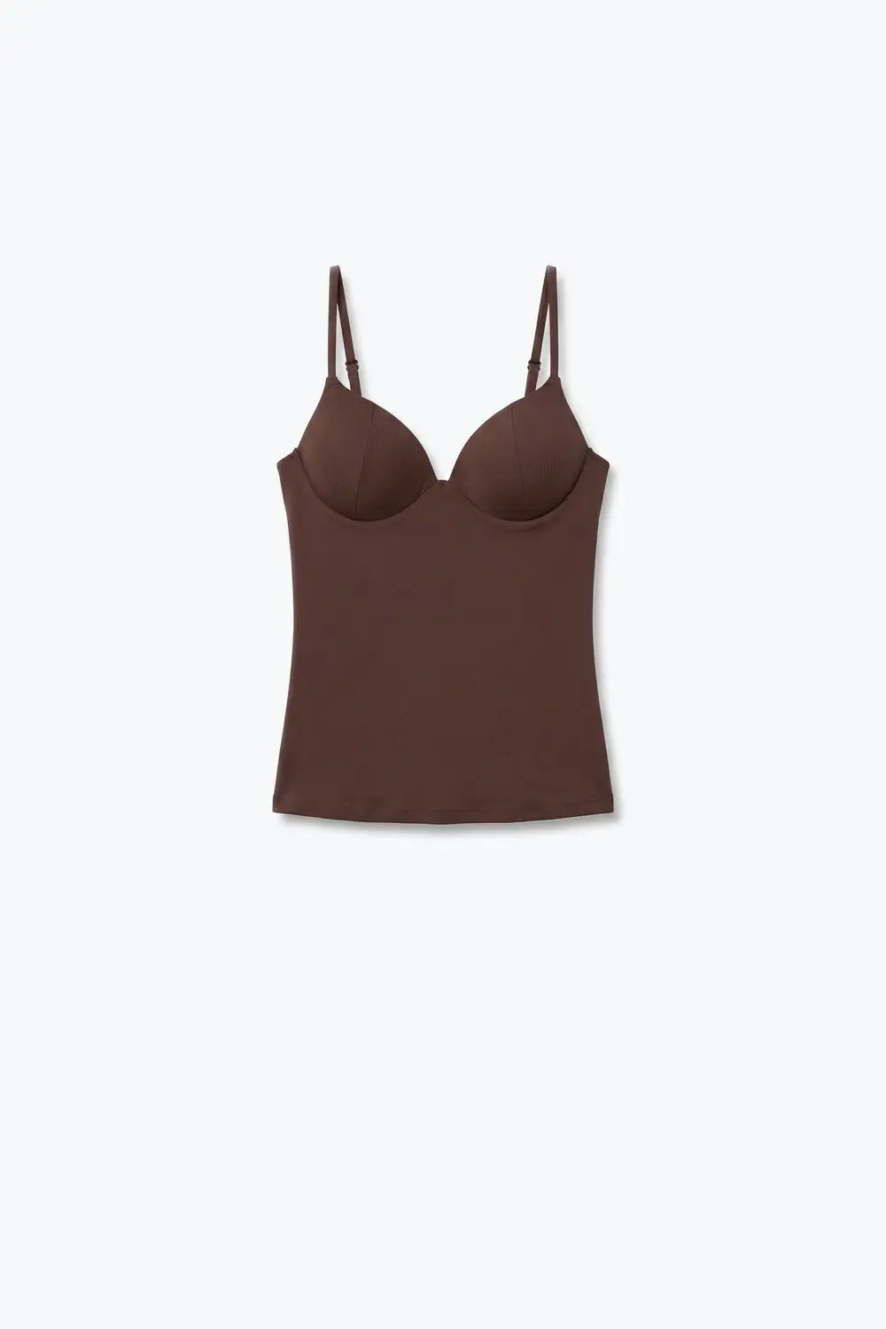 Brown Stretch Underwire Adjustable Strap Bustier Cami Top
