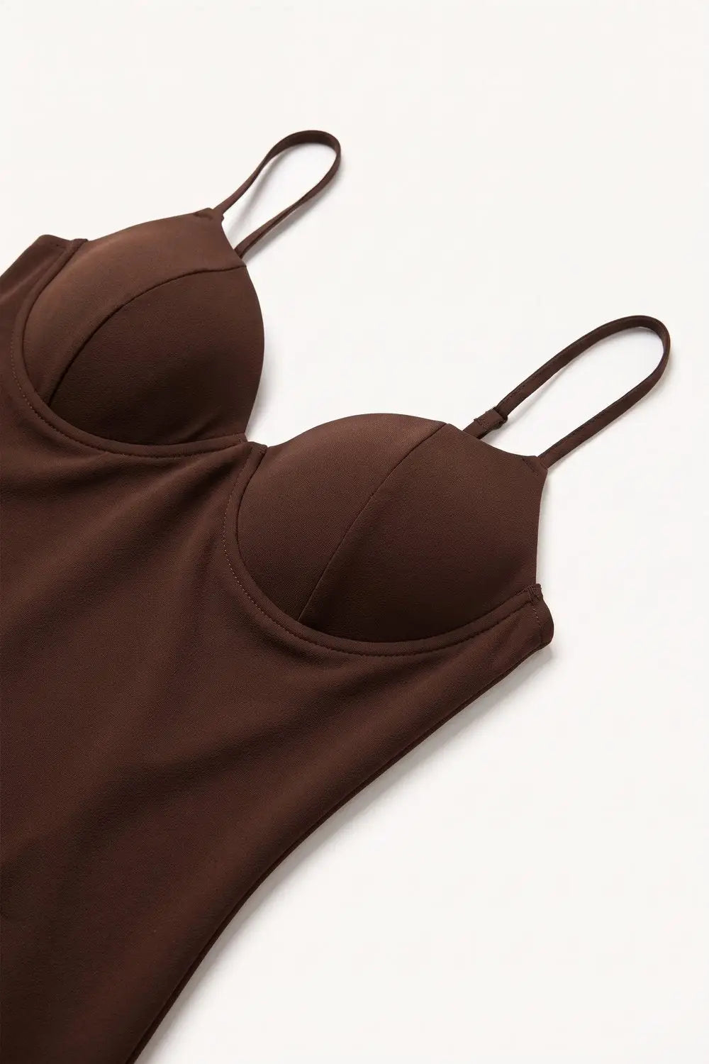 Brown Stretch Underwire Adjustable Strap Bustier Cami Top