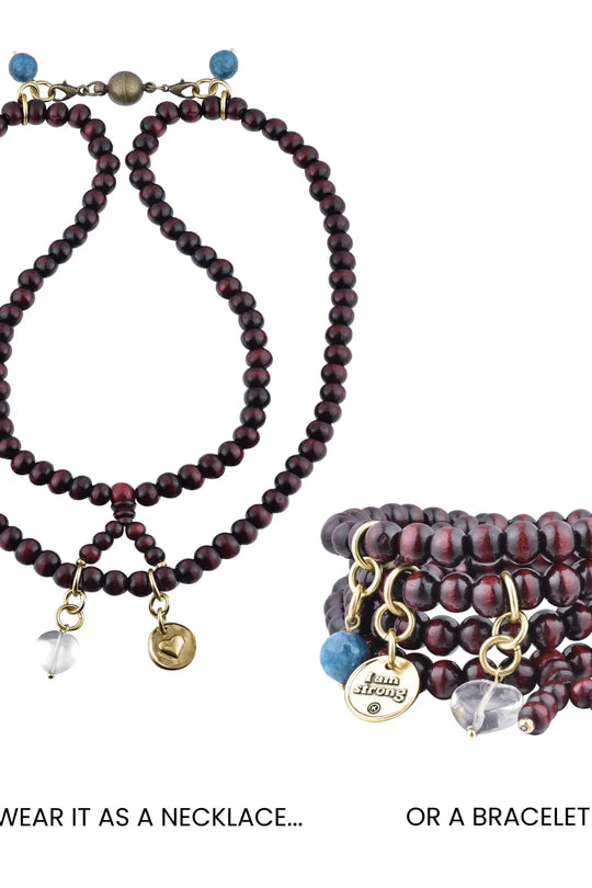 I Am Strong Heart Wood Boho Wrap Bracelet/Necklace