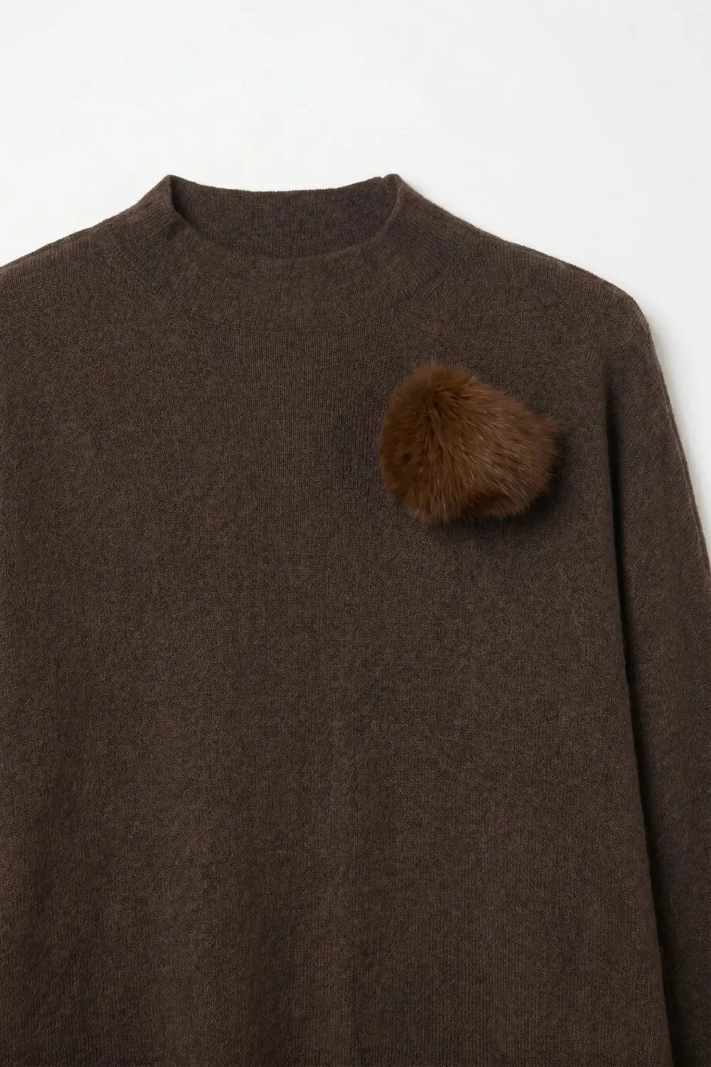 Brown chunky Knit Pom-Pom Detail Relaxed Fit Sweater