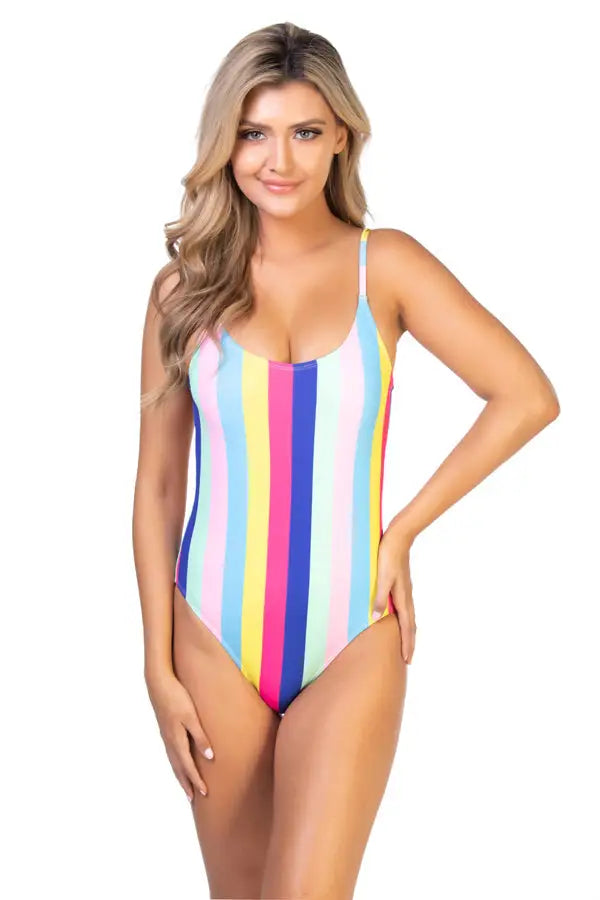 RAINBOW STRIPS PRINT ONE PIECE - S - One Piece