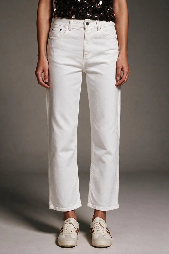 Straight leg ankle grazer jeans in white