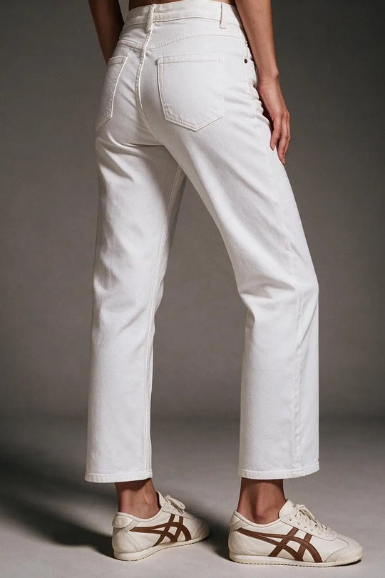 Straight leg ankle grazer jeans in white