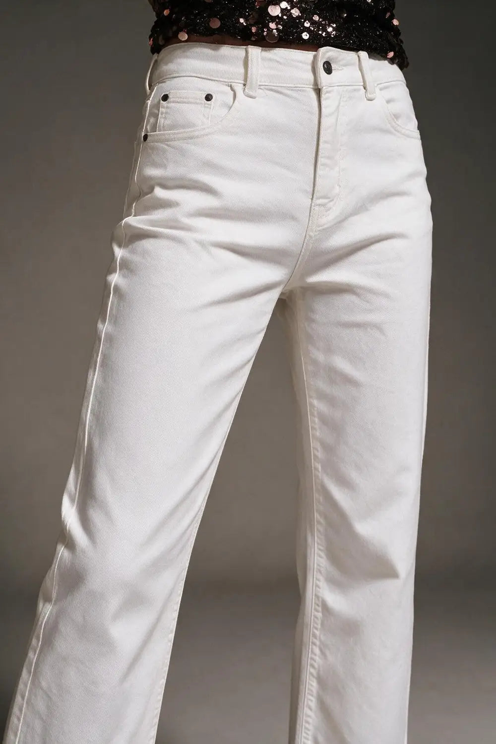 Straight leg ankle grazer jeans in white