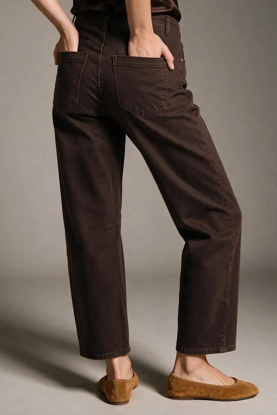 chocolate soft stretch Wide Leg pants with seam at the knee