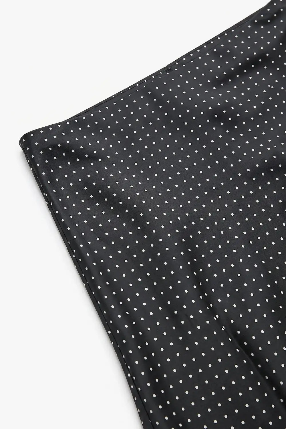 Black Polka-Dot Print Lightweight Woven A-Line Midi Skirt no waistband
