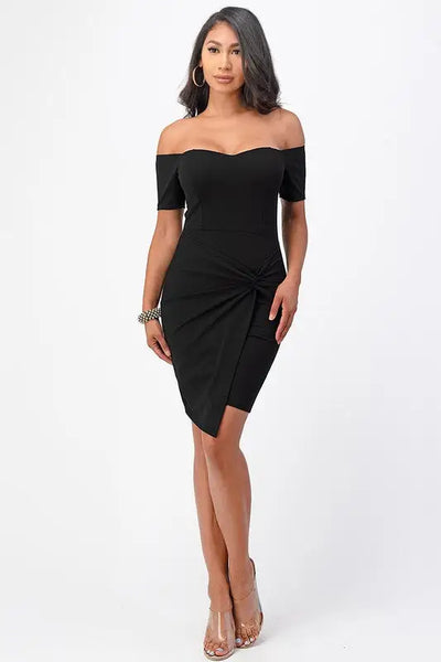 Front Twisted Bodycon Dress *More Colors - Black / S - Dresses