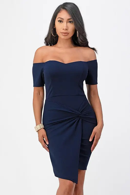 Front Twisted Bodycon Dress *More Colors - Navy Blue / S - Dresses