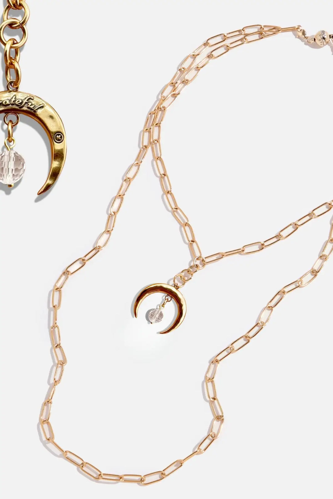 Grateful Crescent Moon Klink Necklace - Antique Gold - klink