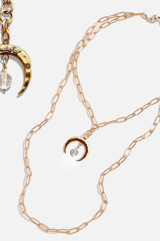 Grateful Crescent Moon Klink Necklace - Antique Gold - klink