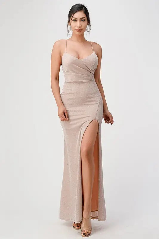 Sparkling Side Gather Gown *More Colors - Blush / S - Dresses