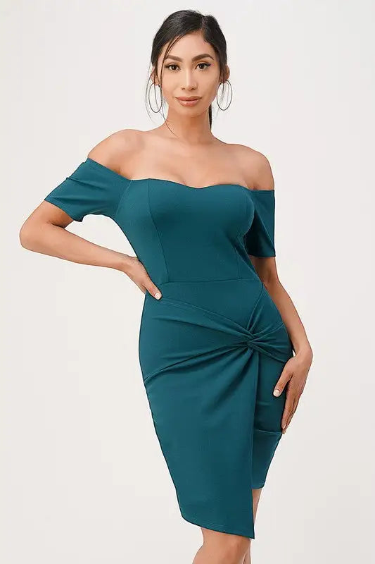 Front Twisted Bodycon Dress *More Colors - Hunter Green / S - Dresses