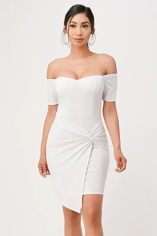 Front Twisted Bodycon Dress *More Colors - White / L - Dresses