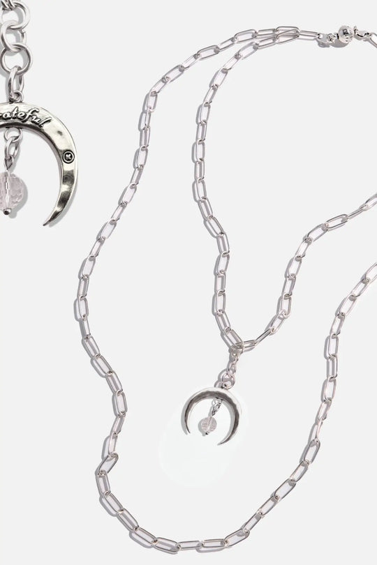 Grateful Crescent Moon Klink Necklace - Silver - klink