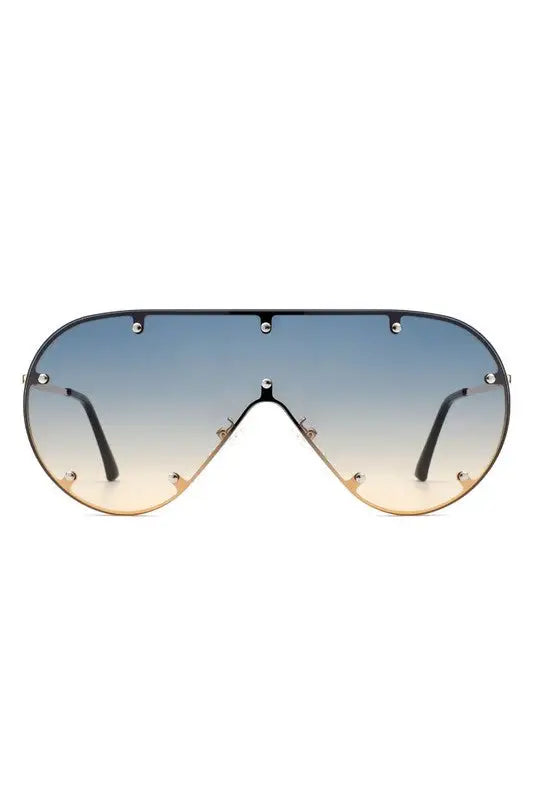 Retro Oversize Aviator Sunglasses - Blue / OneSize - Sunglasses