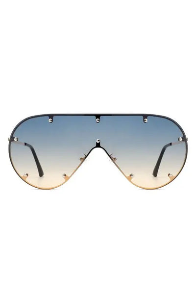 Retro Oversize Aviator Sunglasses - Blue / OneSize - Sunglasses