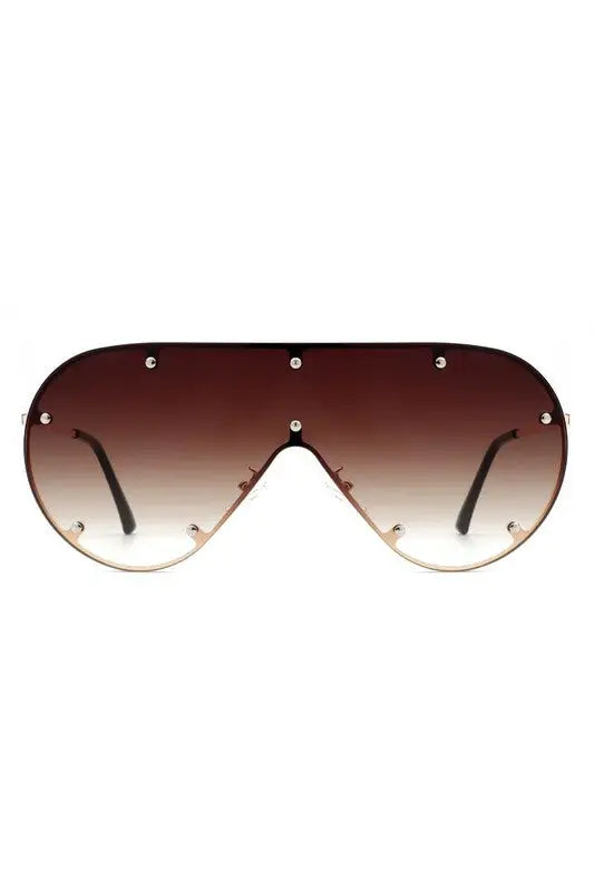 Retro Oversize Aviator Sunglasses - Brown / OneSize - Sunglasses