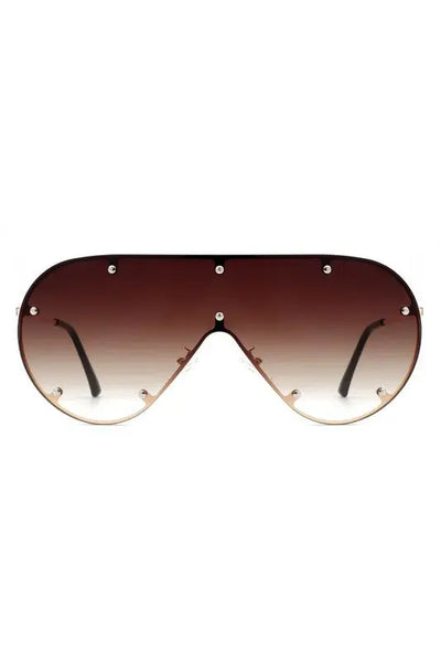 Retro Oversize Aviator Sunglasses - Brown / OneSize - Sunglasses