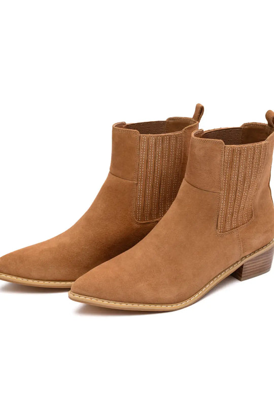Leonor Suede Ankle Boot in Tan - 100 Western Boots