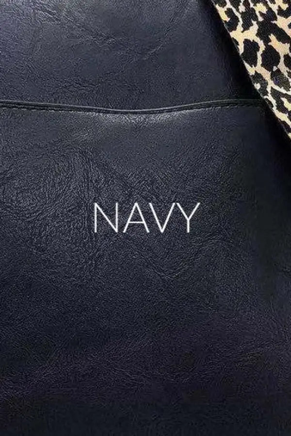 Crossbody Handbag With Leopard Animal Strap - Navy / 1