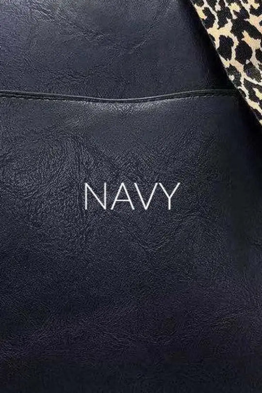 Crossbody Handbag With Leopard Animal Strap - Navy / 1