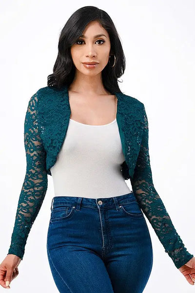 Black Evening Bolero Shrug *More Colors - Hunter Green / S