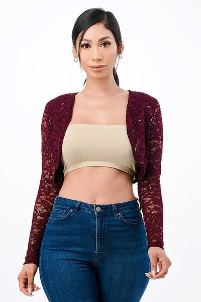 Black Evening Bolero Shrug *More Colors - Burgundy / L
