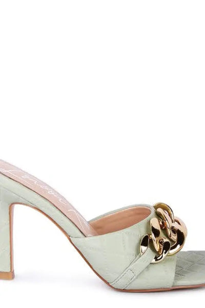 MERMAID Quilted Metal Chain Heeled Sandals - Shoes