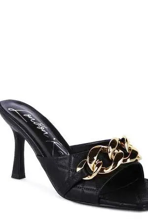 MERMAID Quilted Metal Chain Heeled Sandals - Shoes