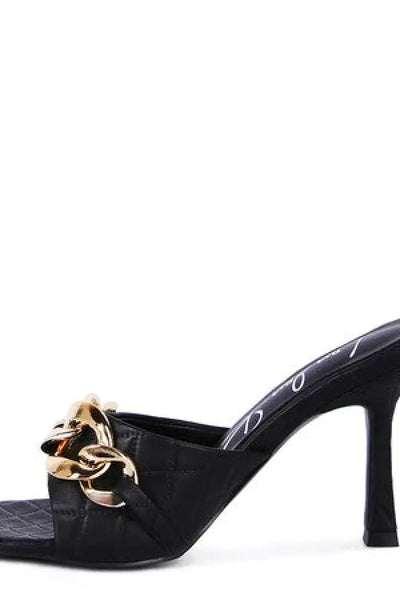 MERMAID Quilted Metal Chain Heeled Sandals - Shoes