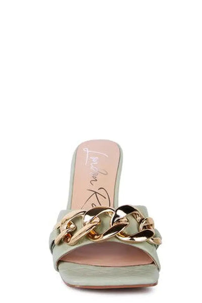 MERMAID Quilted Metal Chain Heeled Sandals - Shoes
