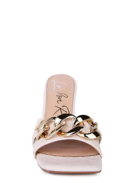 MERMAID Quilted Metal Chain Heeled Sandals - Shoes