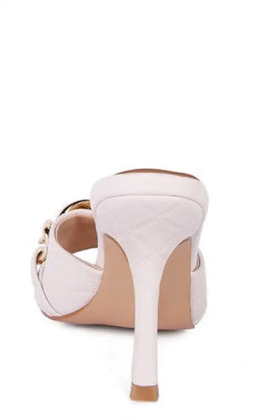 MERMAID Quilted Metal Chain Heeled Sandals - Shoes
