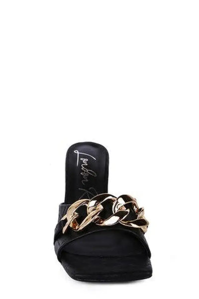MERMAID Quilted Metal Chain Heeled Sandals - Shoes