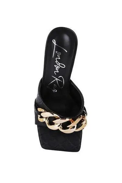 MERMAID Quilted Metal Chain Heeled Sandals - Shoes
