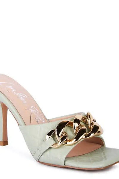 MERMAID Quilted Metal Chain Heeled Sandals - Shoes